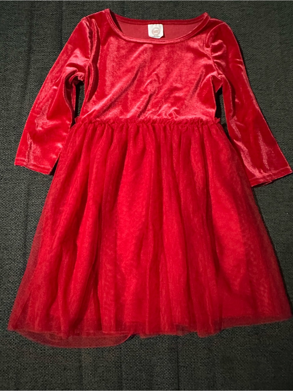 wonder nation Red Velvet & Tulle Long-Sleeve Dress